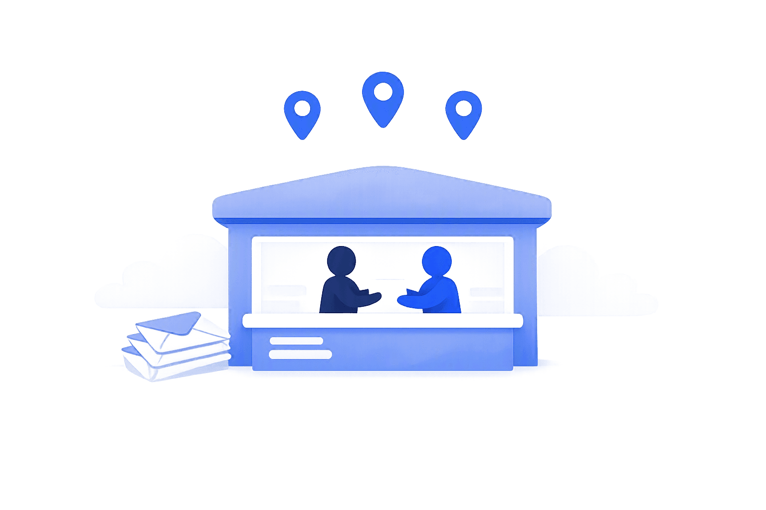A Virtual Mail Hub mail center staffed by its own team, contrasted with an unfamiliar franchise storefront