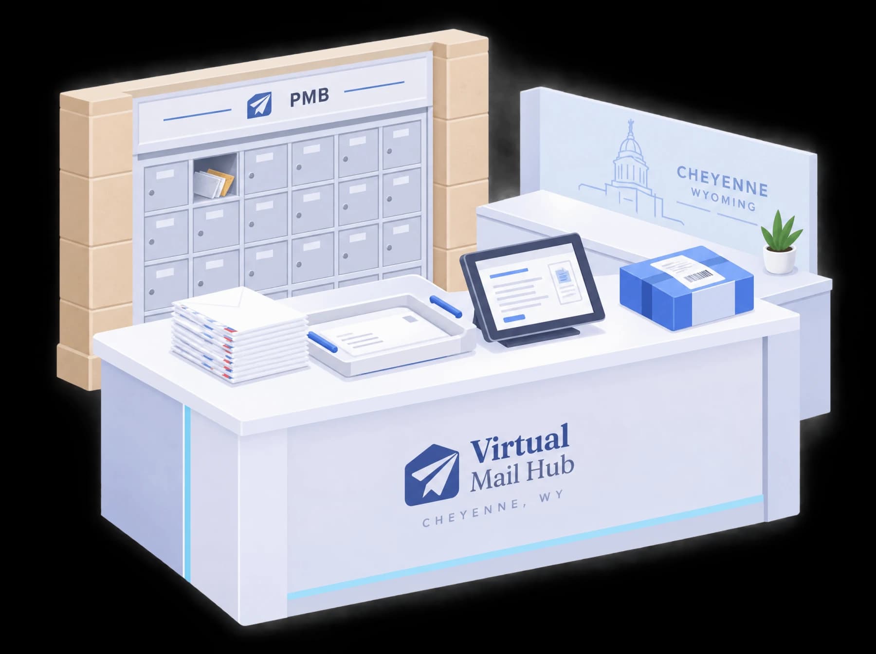 Virtual Mail Hub staffed mail room in Cheyenne, Wyoming
