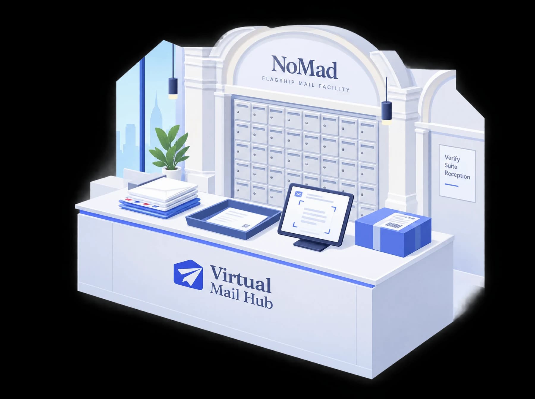 Virtual Mail Hub staffed mail room on Broadway in NoMad, Manhattan