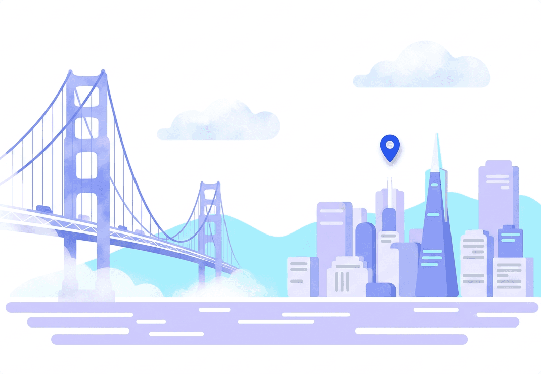 Illustrated skyline of San Francisco, CA