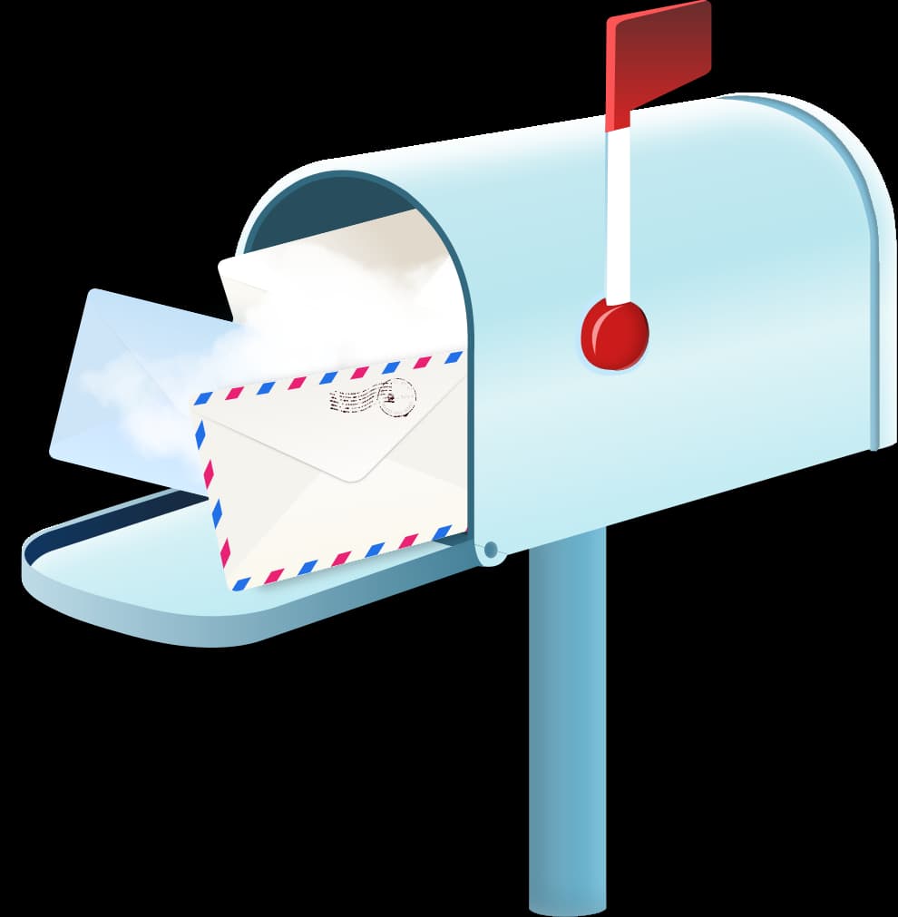 An open mailbox with letters arriving