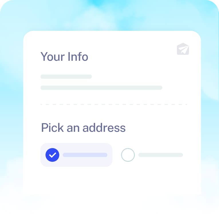 A sign-up form with an address being picked from a list