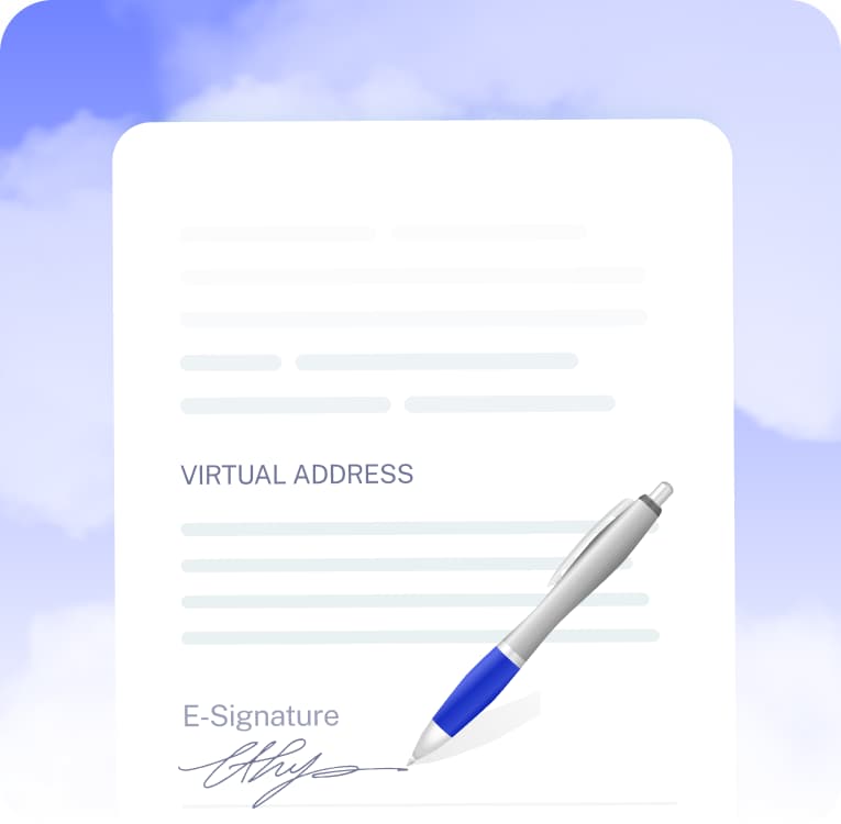 A virtual address form being signed with a pen