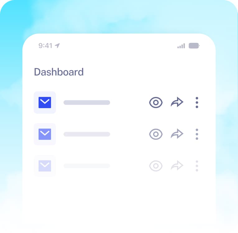 A phone showing the mail dashboard inbox