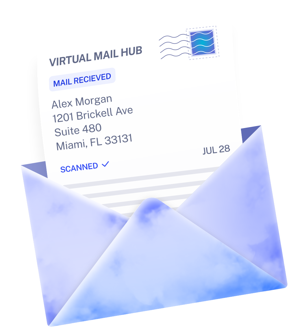 A Virtual Mail Hub envelope with a scanned letter